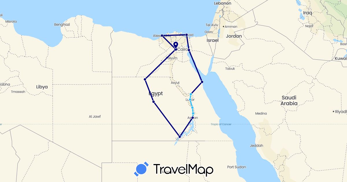TravelMap itinerary: driving, boat in Egypt (Africa)